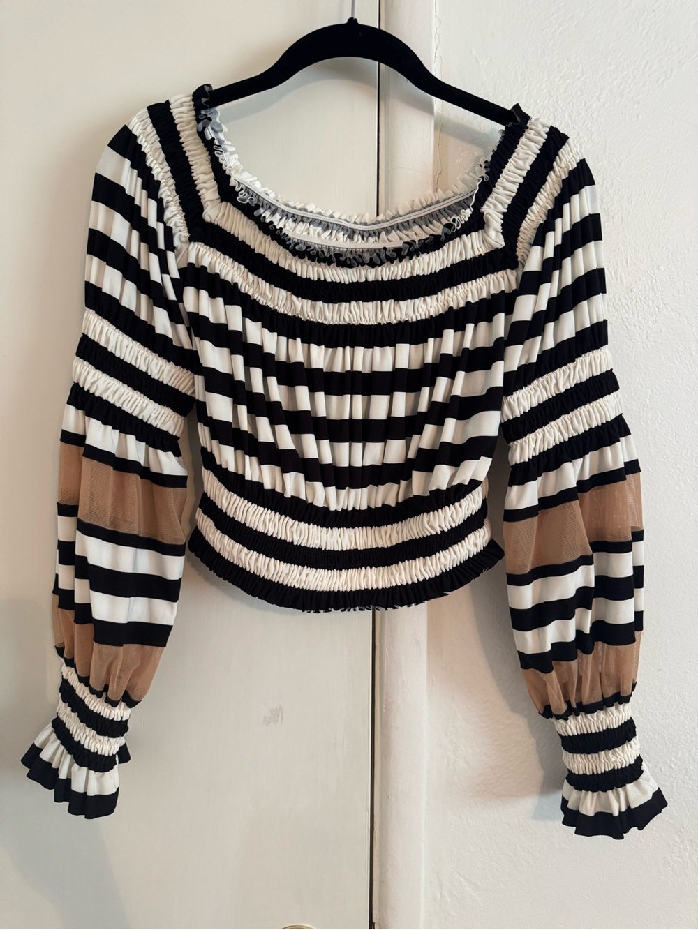 Norma Kamali Black & White Striped Blouse